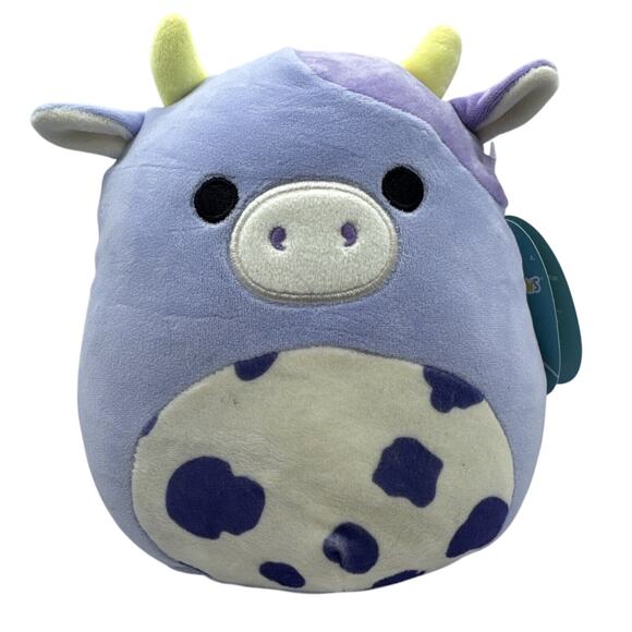 Squishmallows Bubba Purple Cow 8” Plush NWT HTF Kellytoy Kawaii Cuddle Soft Toy - Picture 1 of 3